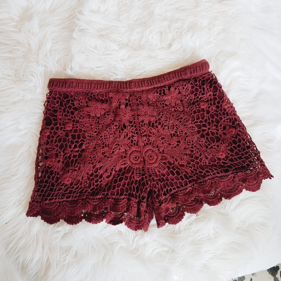 Maroon High Rise Shorts - Picture 1 of 4